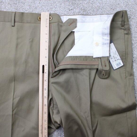 Zanella Todd Dress Pants NWT Mens 42 Beige 100% Wool Flat Front Unhemmed - Picture 9 of 12